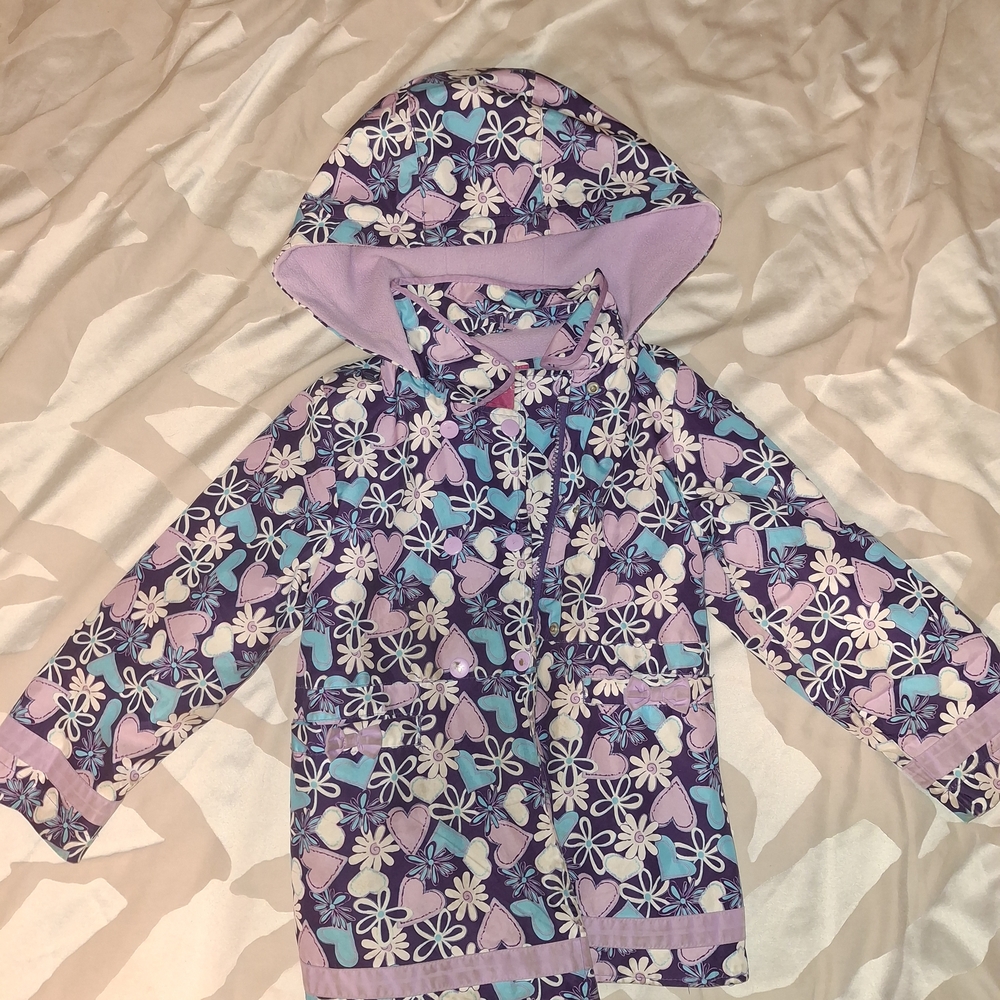 London Fog Purple Floral Raincoat for Kids